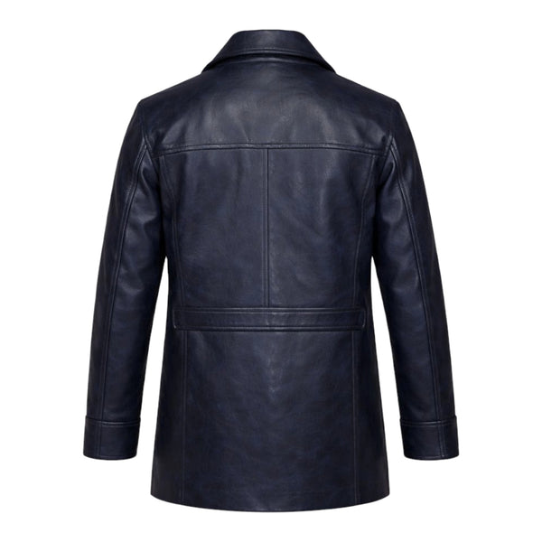 Double Breasted Leather Peacoat