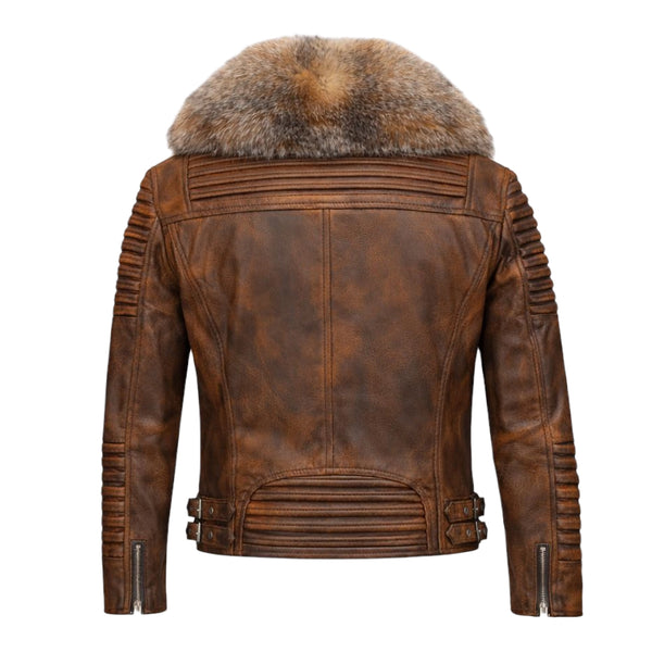 Women's Moto Jacket With Fox Collar
