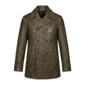 Double Breasted Leather Peacoat