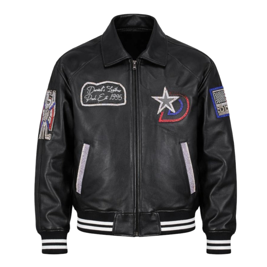 Star Varsity Leather Blinged Out