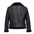 Black Leather Biker Shearling with Collar