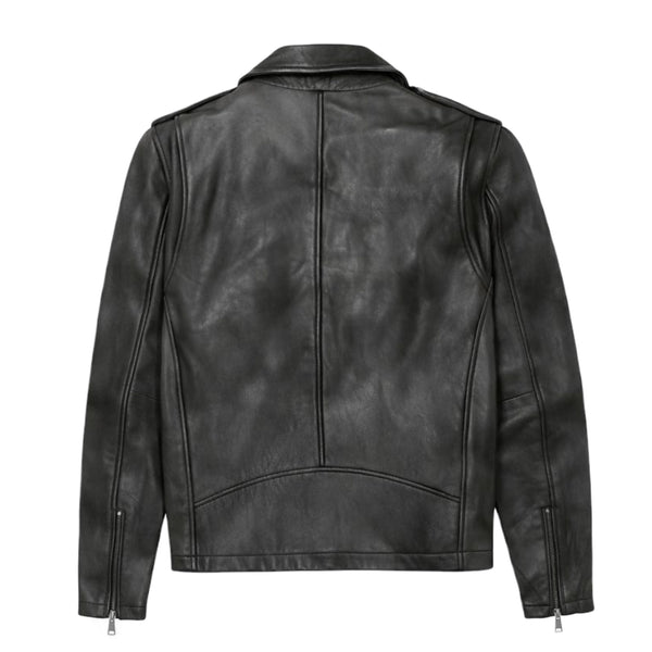 Moto Jacket with Slanted Chest Zipper