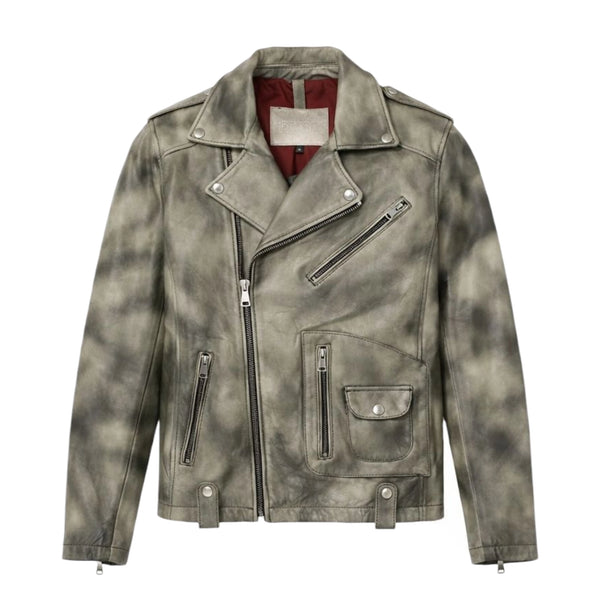 Moto Jacket with Slanted Chest Zipper