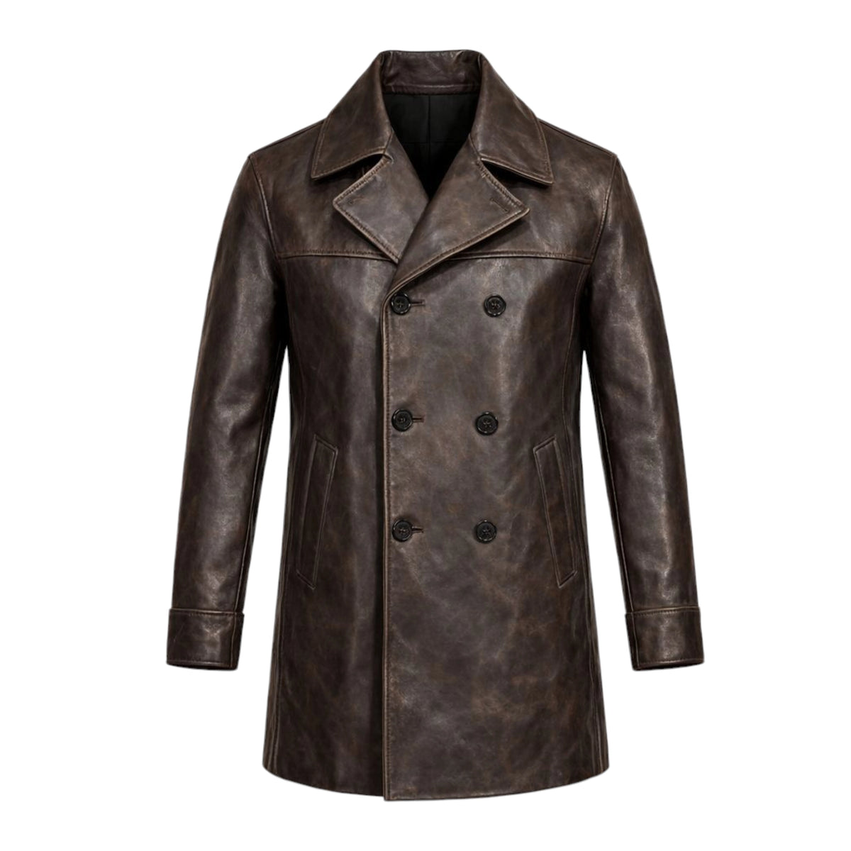 。betapost Leather coat Double Breasted Leather Peacoat – Daniel's Leather