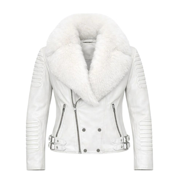 Women's Moto Jacket With Fox Collar