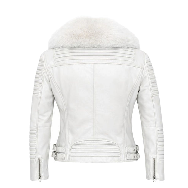 Women's Moto Jacket With Fox Collar