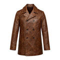 Double Breasted Leather Peacoat