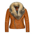 Women's Moto Jacket With Fox Collar