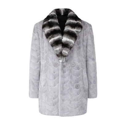3/4 Grey Section Mink with Chinchilla Collar
