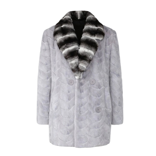 3/4 Grey Section Mink with Chinchilla Collar