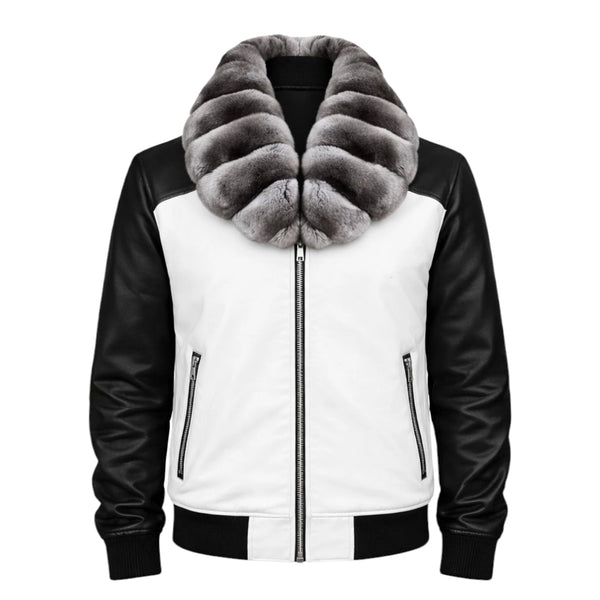 Leather Jacket With Chinchilla Collar