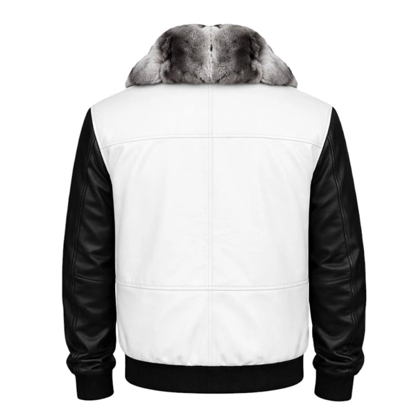Leather Jacket With Chinchilla Collar
