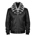 Leather Jacket With Chinchilla Collar