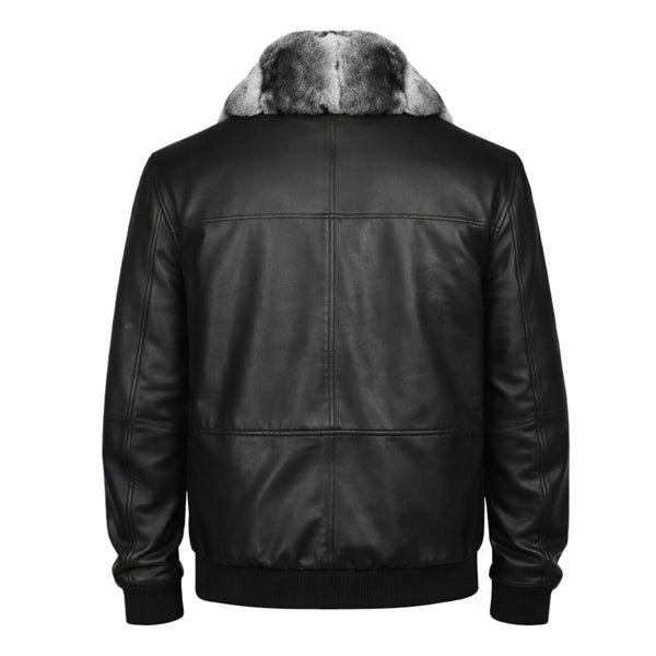 Leather Jacket With Chinchilla Collar