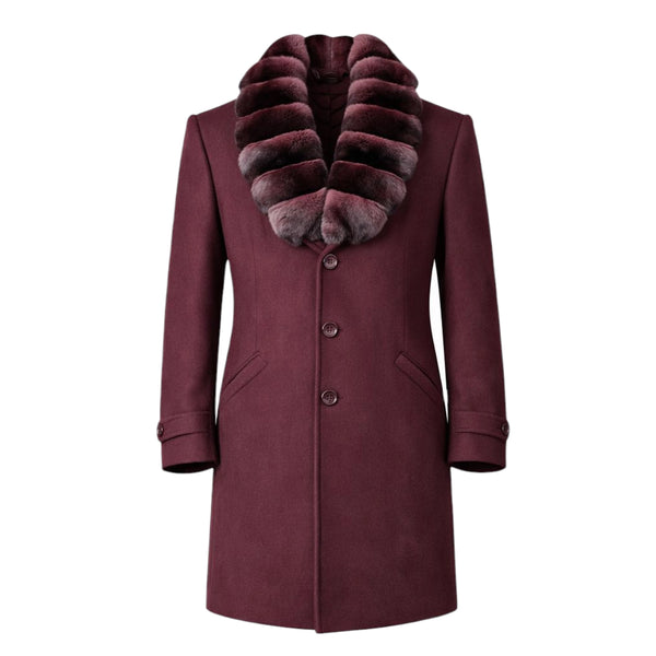 Wool Coat with Chinchilla Collar