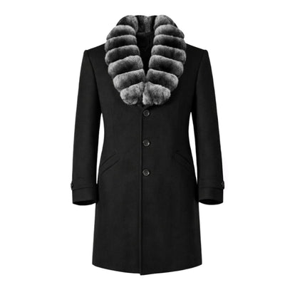 Wool Coat with Chinchilla Collar