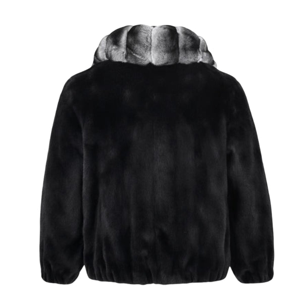 Mink Bomber with Chinchilla Collar