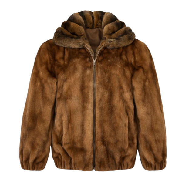 Mink Bomber with Chinchilla Collar