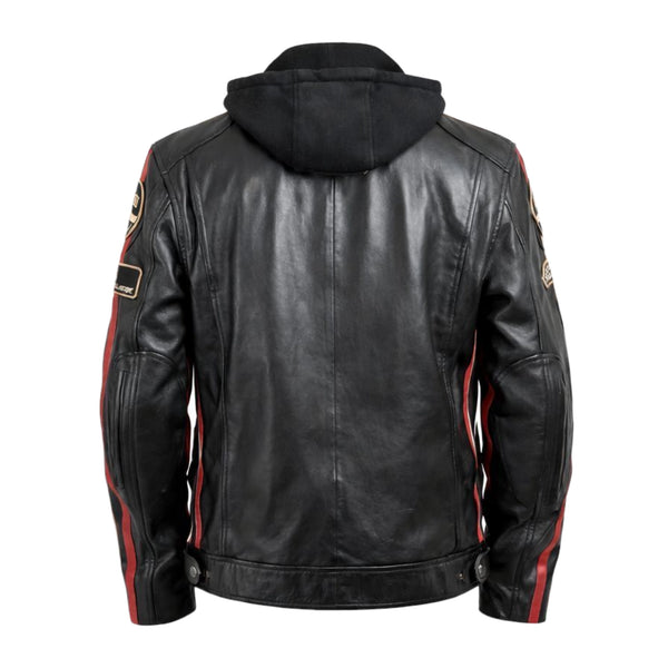 Hooded Racer Leather Jacket