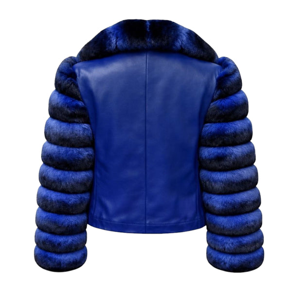 Chinchilla Coat with Leather and Collar