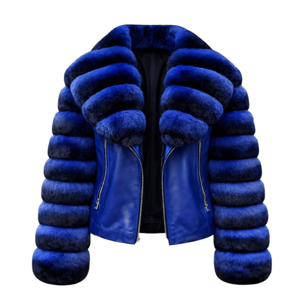 Chinchilla Coat with Leather and Collar