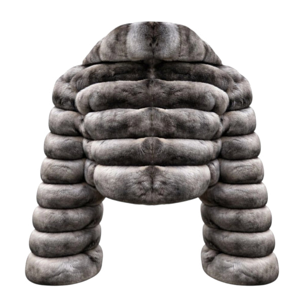 Chinchilla Cropped Bomber with Full Collar