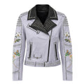 Studded Leather Jacket with Rhinestone Design