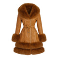 3/4 Faux Leather Jacket with Faux Fox