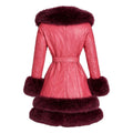3/4 Faux Leather Jacket with Faux Fox