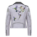 Studded Leather Jacket with Rhinestone Design