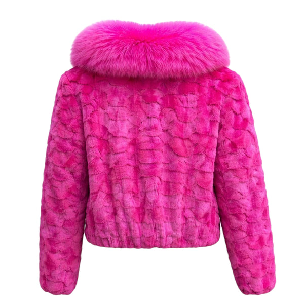 Women's Mink Bomber with Fox Collar