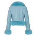 Waist Length Faux Leather Jacket with Faux Fur Outline