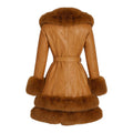 3/4 Faux Leather Jacket with Faux Fox