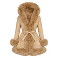 3/4 Faux Leather Jacket with Faux Fox Outline