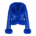 Waist Length Faux Leather Jacket with Faux Fur Outline