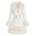3/4 Faux Leather Jacket with Faux Fox