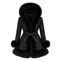 3/4 Faux Leather Jacket with Faux Fox Outline