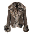 Crinkle Leather Jacket with Fox Fur Lining