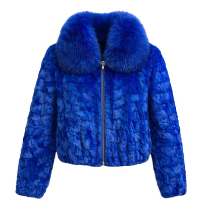 Women's Mink Bomber with Fox Collar
