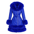 3/4 Faux Leather Jacket with Faux Fox