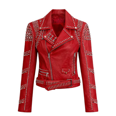 Studded Biker Leather with Collar Design