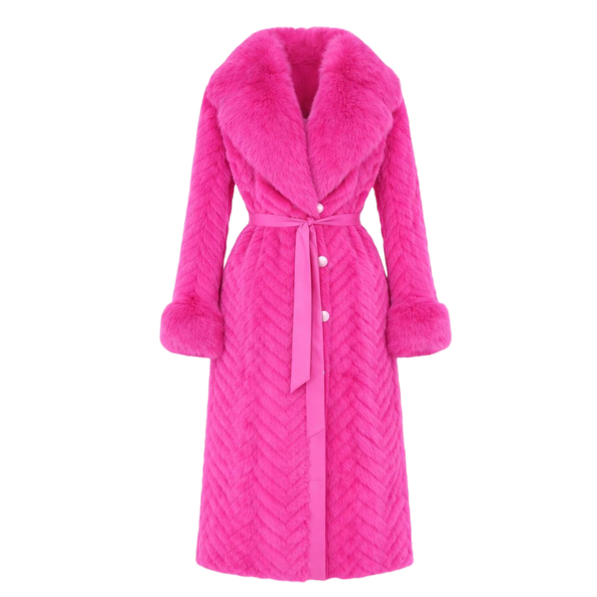 Mink Tails Trench Coat with Natural Fox Collar – Daniel's Leather