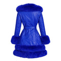 3/4 Faux Leather Jacket with Faux Fox