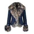 Crinkle Leather Jacket with Fox Fur Lining