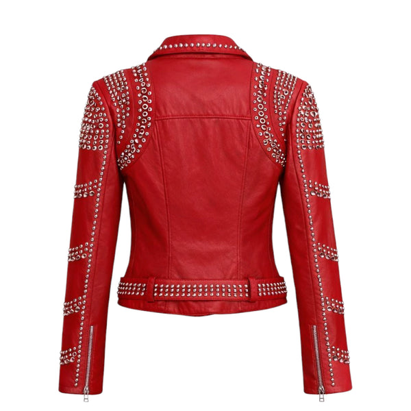 Studded Biker Leather with Collar Design