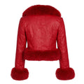 Waist Length Faux Leather Jacket with Faux Fur Outline
