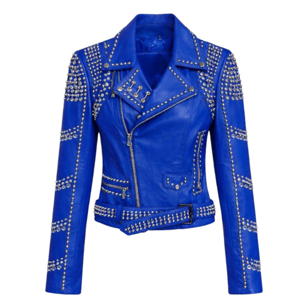 Studded Biker Leather with Collar Design