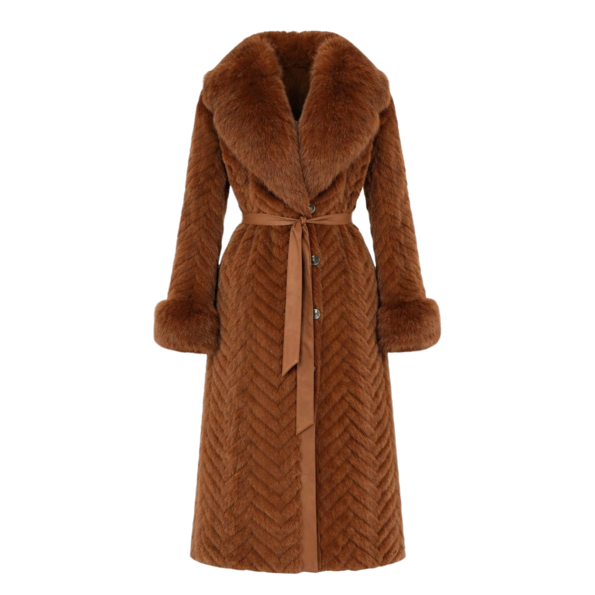 Mink Tails Trench Coat with Natural Fox Collar – Daniel's Leather