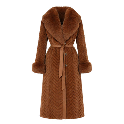 Mink Tails Trench Coat with Natural Fox Collar