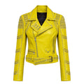 Studded Biker Leather with Collar Design